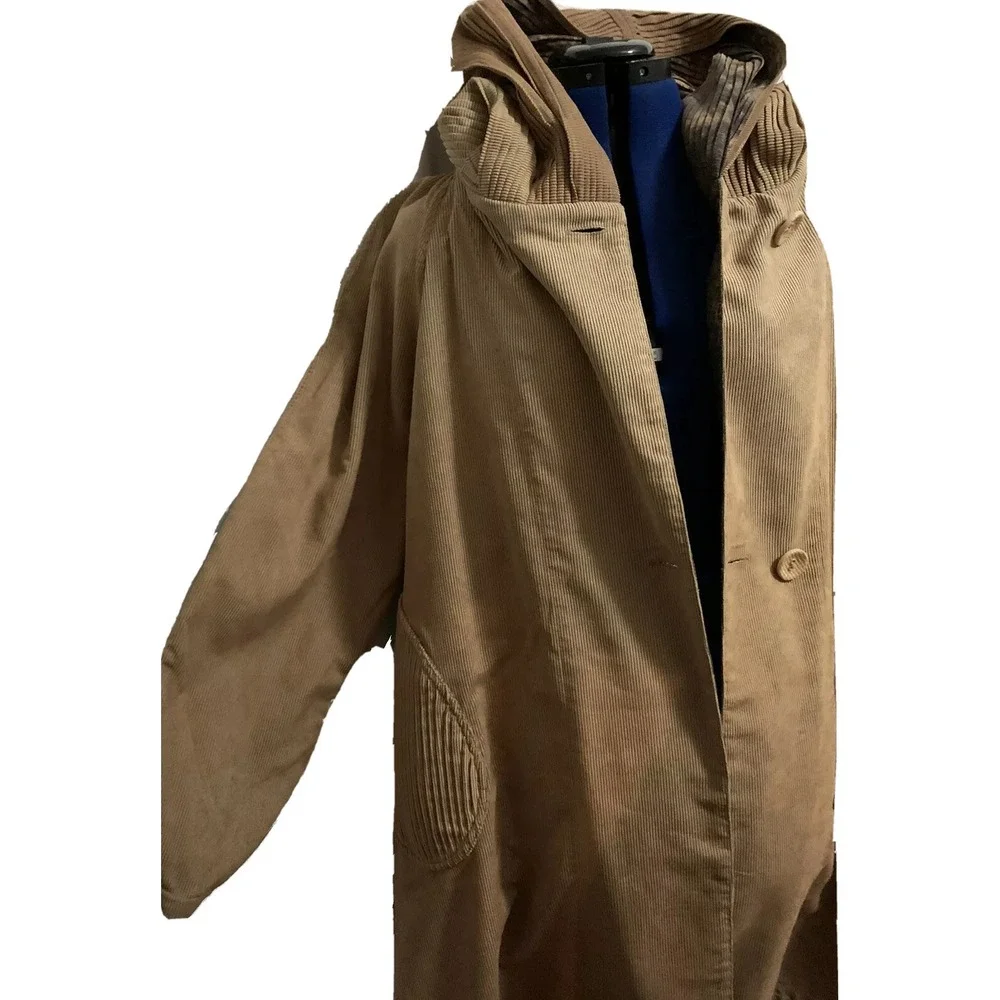 LINDI Women's Size Large Reversible Jacket‎ Coat Hooded Brown Animal Print